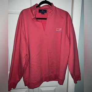 EUC Women’s Coral Vineyard Vines 3/4 zip pull over sweater